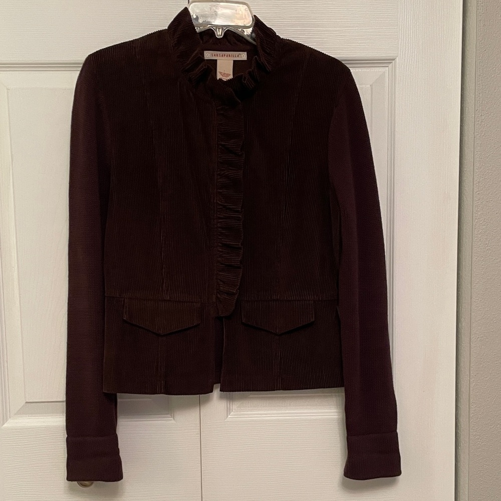 SARSAPARILLA Brown Zip Sweater & Corduroy Sweater Jacket Large Great Condition